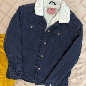 Women’s Navy Sherpa-Lined Corduroy Jacket